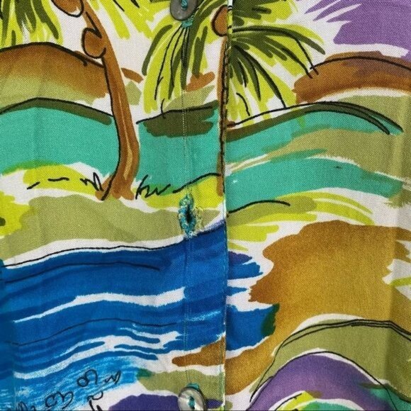 Notations Petite Vintage Island Style Button Down Tank Top Shirt Size S/M - Picture 5 of 11